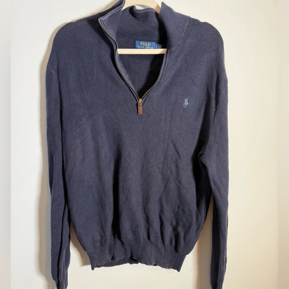Polo Ralph Lauren Pima Cotton Quarter Zip Sweater Preppy Golf Dadcore Size L